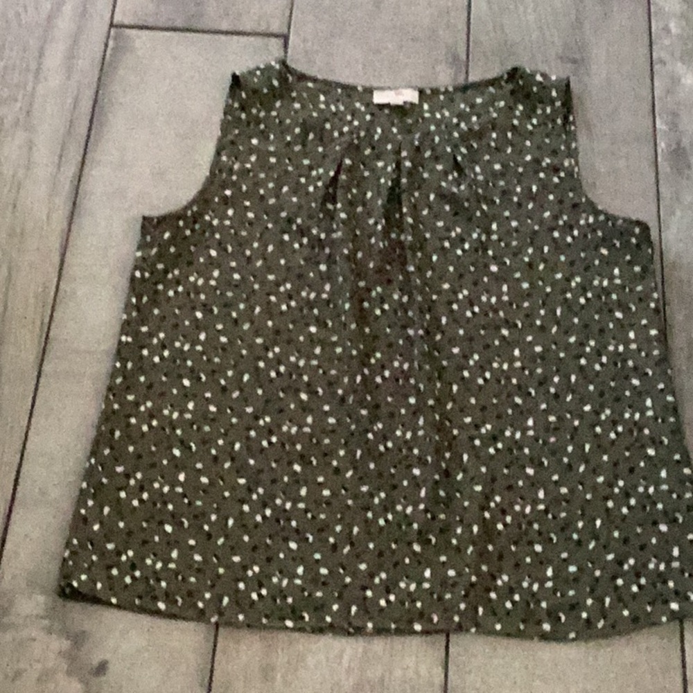 Loft olive green sleeveless blouse size large like new condition #13